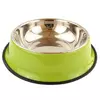 Миска для собак металлическая на резиновой основе 22 см Зеленая