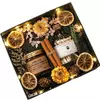 Подарочный набор с аромасвечой , спичками и гирляндой в упаковке Черный