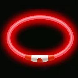 LED - ошейник для собак с подсветкой водостойкий с зарядкой USB Красный