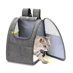 Рюкзак - переноска для котов и собак с окошком складной Серый