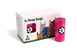 Набор пакетов для уборки за собаками 120 шт, биоразлагаемые пакеты для собак Розовые