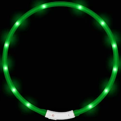 LED ошейник для собак и котов светящийся водостойкий с зарядкой USB 45 см Зеленый