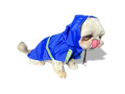 Дождевик для средних и крупных собак с капюшоном светоотражающий унисекс 3XL Синий