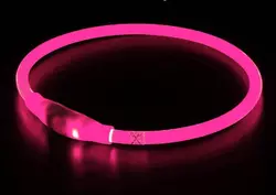 LED  ошейник для собак светящийся с кабелем USB с регулировкой 70 см Розовый