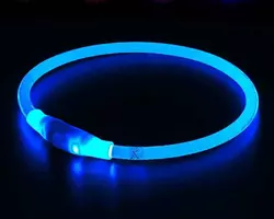 Ошейник для собак светящийся LED водостойкий с зарядкой USB универсальный Синий