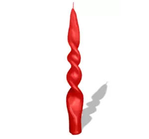 Винтовая столовая свеча 25 см без запаха Красная