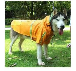 Дождевик для больших собак с капюшоном светоотражающий унисекс 5XL Желтый