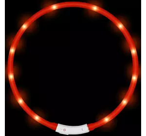 Ошейник для собак с LED подсветкой водостойкій универсальный Красный