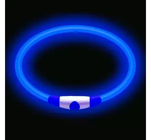 Светящийся LED ошейник для собак водостойкий с зарядкой USB универсальный 70см Синий