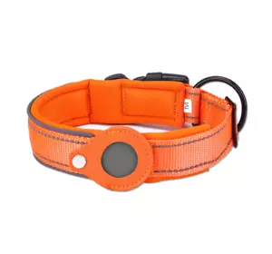 Ошейник для собак из плотного нейлона под трекер  S 30-36 см Оранжевый