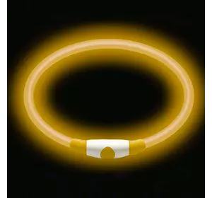 Светящийся LED ошейник для собак  водостойкий с зарядкой USB универсальный Желтый