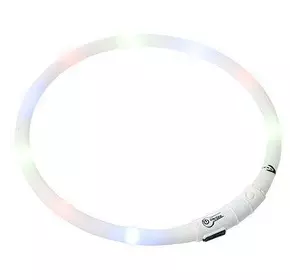 Светящийся ошейник для собак с LED подсветкой с зарядкой USB Белый
