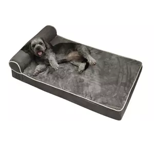 Лежак для собак и кошек с изголовьем 75 х 50 х 14 см Серый
