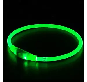 Ошейник для собак светящийся LED водостойкий с зарядкой USB регулируемый Зеленый