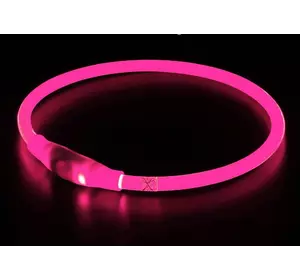 LED  ошейник для собак светящийся с кабелем USB с регулировкой 70 см Розовый