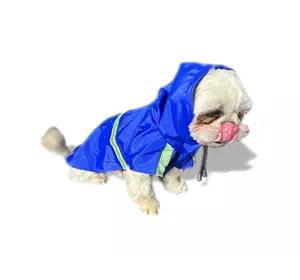 Дождевик для маленьких и средних собак с капюшоном светоотражающий унисекс L Синий